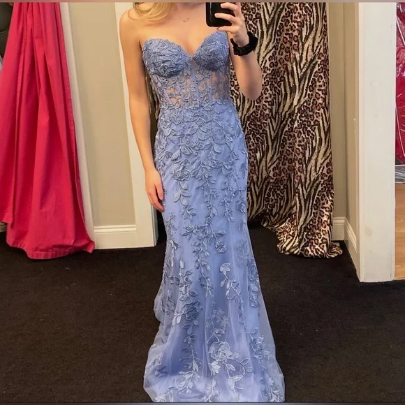 Sherri Hill Periwinkle Blue Prom Dress - Picture 3 of 4